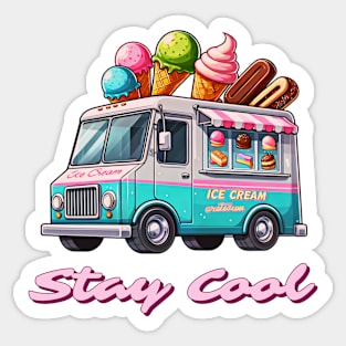 Stay Cool, ice cream truck design Sticker